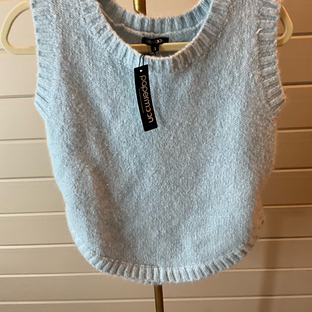 Papermoon Soft Blue Sleeveless Knit Top